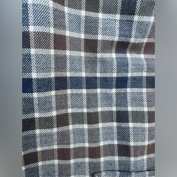 NEW Joseph Abboud Non-Iron Cotton Blue/Brown/Grey Plaid Button Up Shirt Size XXL - Picture 13 of 16